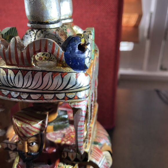 Kadamba Ambari Wooden Handcrafted Painted Elephant Figure 10” India Artwork - Picture 15 of 16